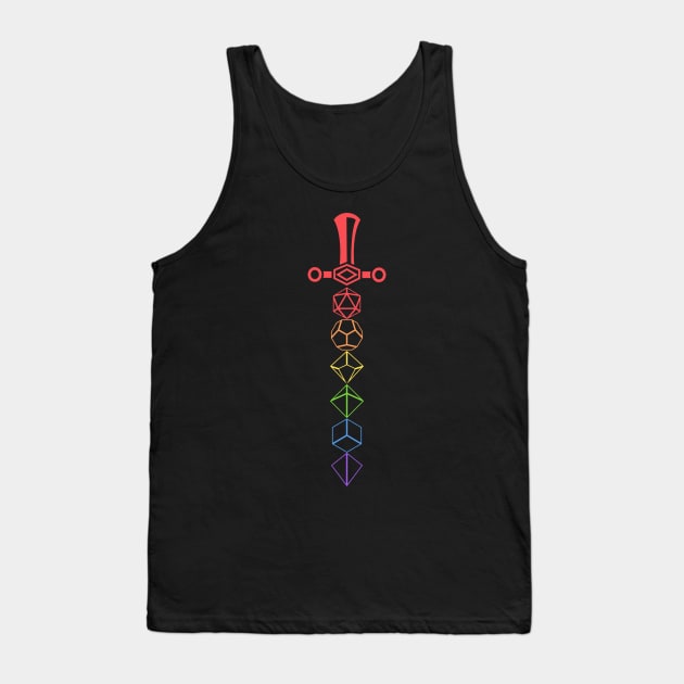 Rainbow Polyhedral Dice Sword Tank Top by pixeptional